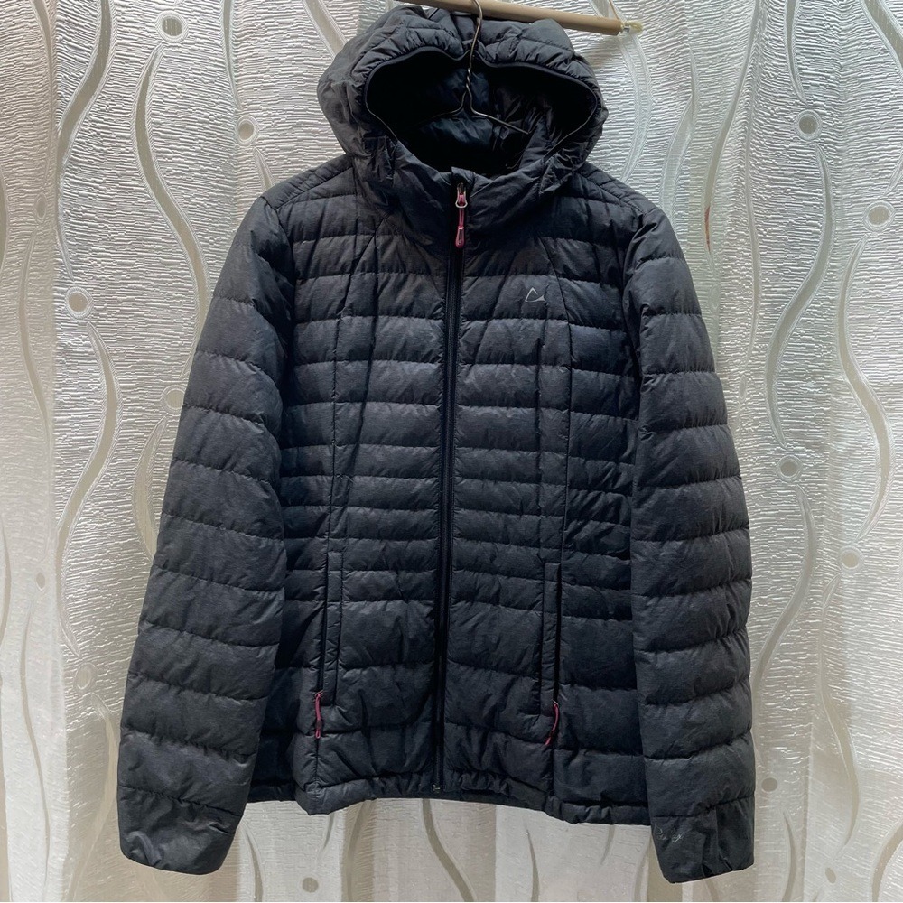 Paradox Puffer Jacket Womens S Gray Duck Down Hooded Full Zip Lightweight